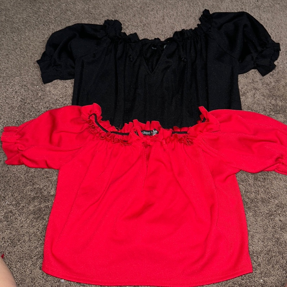 Ruffle off the shoulder crop top